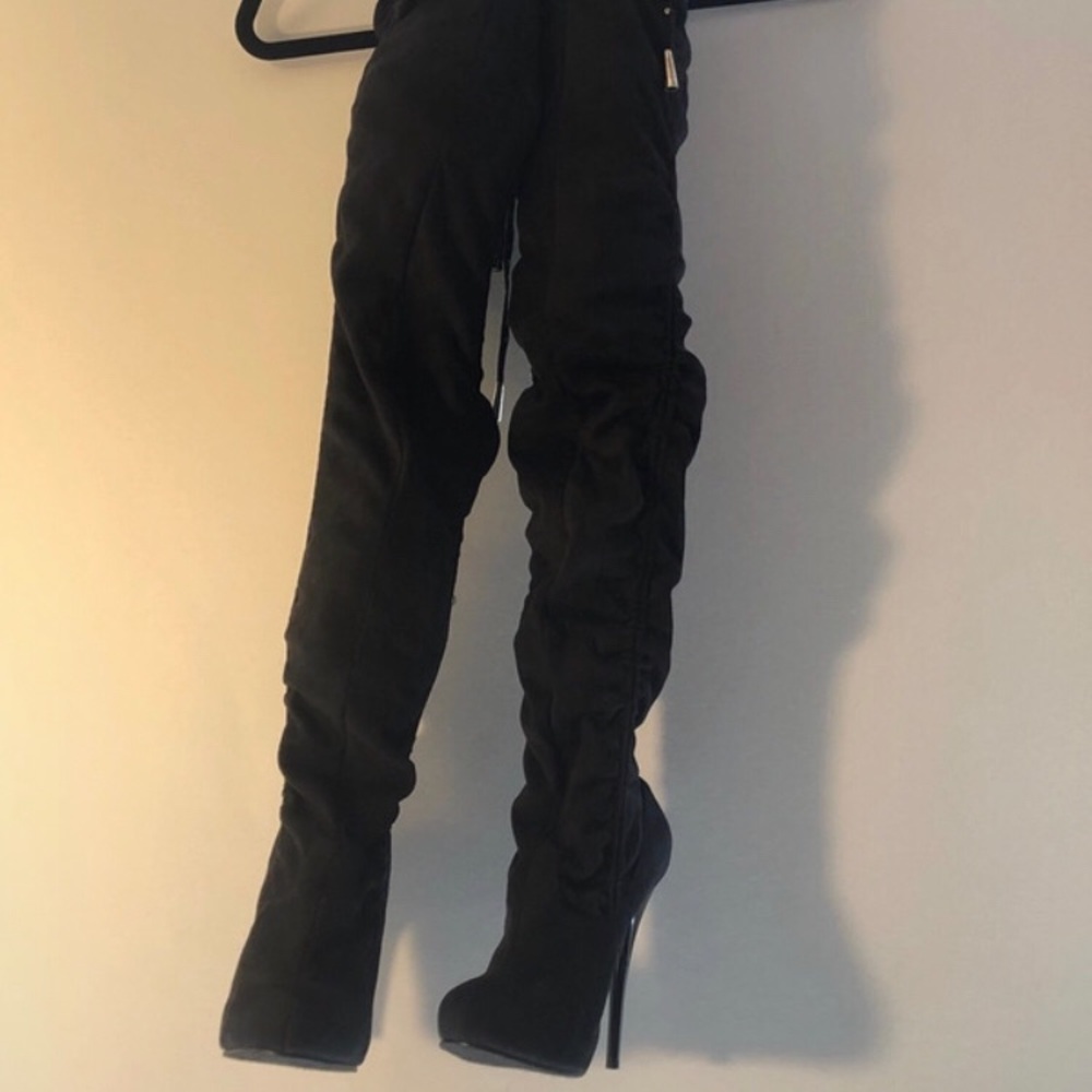 Elegant Black Over-The-Knee Boots, Size 5